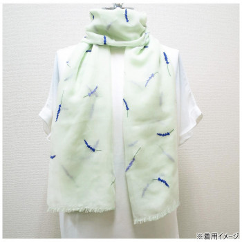 にんき 人気 おすすめ 定番 冬 春 孫 冬 新生活 ギフト 寒さ 対策 プレゼント フレンズヒル　ストール　ラベンダーステッチ　グリーンKS-113-508