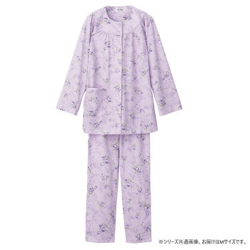 にんき 人気 おすすめ 定番 冬 春 孫 冬 新生活 ギフト 寒さ 対策 プレゼント ケアファッション ワンタッチテープ+腰開きパジャマ(婦人) パープル M 3864411｜創造生活館