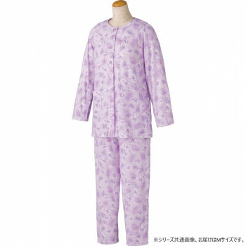 にんき 人気 おすすめ 定番 冬 春 孫 冬 新生活 ギフト 寒さ 対策 プレゼント ケアファッション ワンタッチテープ+腰開きパジャマ(婦人) パープル M 9809211｜創造生活館