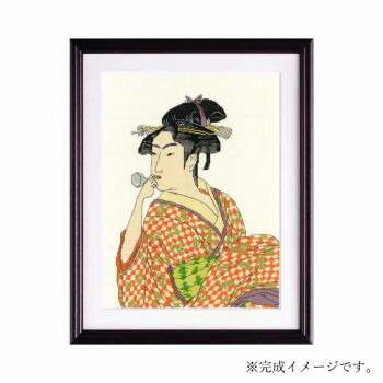 にんき 人気 おすすめ 定番 冬 春 孫 冬 新生活 ギフト 寒さ 対策 プレゼント ししゅうキット 7185(ベージュ) 「日本の美」名作選 ポペンを吹く娘|創造生活館