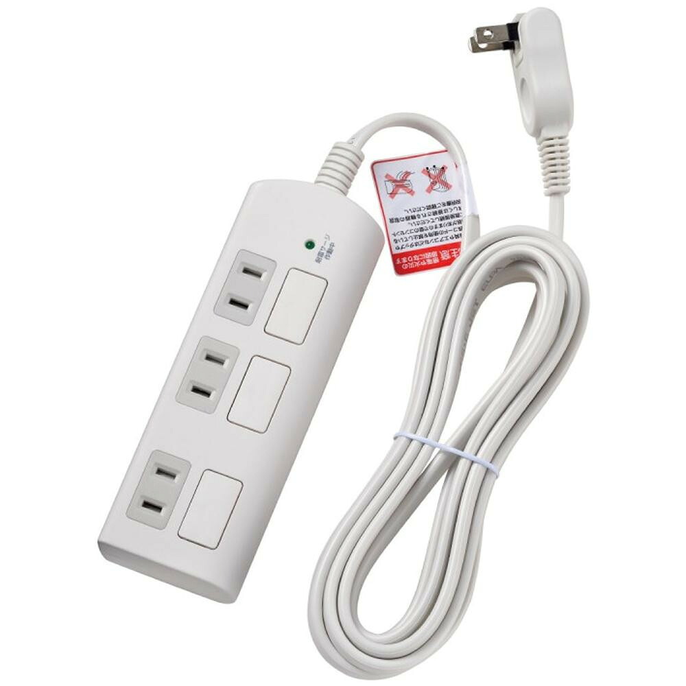 プレゼント オススメ 父 母 日用品 ELPA(エルパ) 耐雷サージ フラットスイッチ付タップ 3個口3m ホワイト WBS-LS303F(W) 送料無料 お返し 贈答品