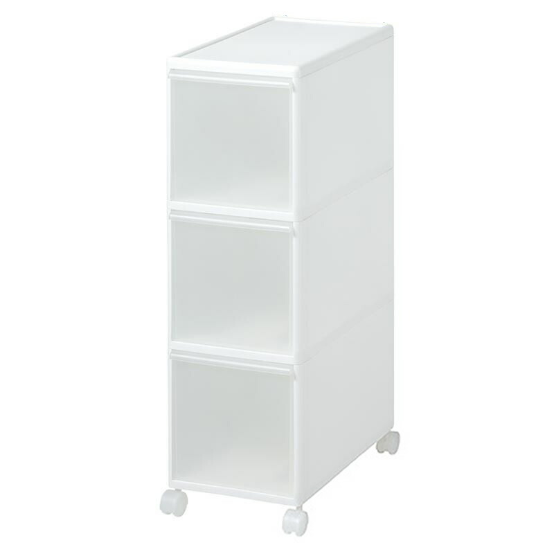 9820円 【67%OFF!】 吉川国工業所 収納ストッカー スリムストレージ ミディストッカー 3段 幅25.5cm キャスター付き ホワイト MS-30
