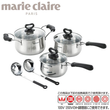 アイデア 便利 グッズ 「マリ・クレール」 「ソフィア Sofia」 IH対応ステンレス鍋3点セット MC-260 人気 お得な送料無料 おすすめ