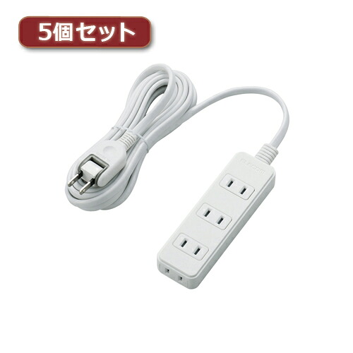 2025 クリスマス スマホ pc 機器 パーツ ケース スタンド アクセサリー 部品 マウス パット WEB LAN ルーター デジタル関連 | 5個セットエレコム 電源タップ 雷ガード付き T-KS02-2430WH T-KS02-2430WHX5