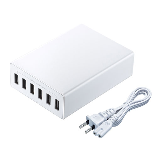 2025 クリスマス スマホ pc 機器 パーツ ケース スタンド アクセサリー 部品 マウス パット WEB LAN ルーター デジタル関連 | サンワサプライ USB充電器 6ポート 合計12A ホワイト ACA-IP67W