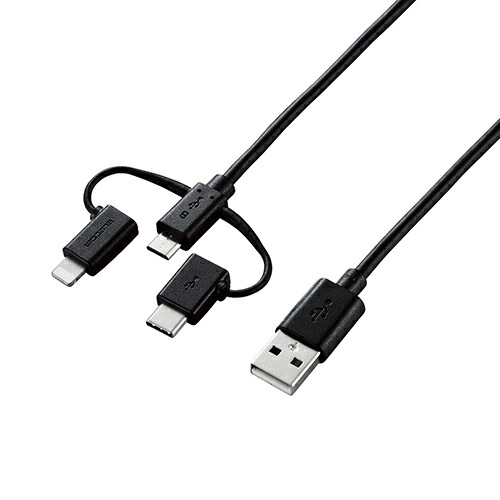 2025年 12月 クリスマス スマホ pc 部品 マウス パット WEB LAN ルーター パソコン スマートフォン スマホ OA機器 デジタル デジタル関連 | 5個セット エレコム スマートフォン用USBケーブル 3in1 microUSB+Type-C+Lightning 0.3m ブラック MPA-AMBLCAD03BKX5