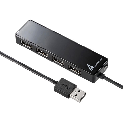 クリスマス スマホ pc LAN デジタル パット 情報 スタンド ケース ルーター 周辺 スマホ パーツ アクセサリー デジタル関連 | サンワサプライ HDD接続対応 面ファスナー付4ポートUSB2.0ハブ ブラック USB-HTV410BKN2