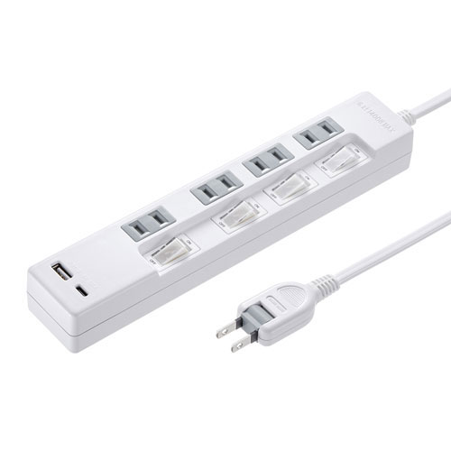 クリスマス スマホ pc パソコン パーツ 部品 LAN スタンド 情報 マウス スマートフォン OA機器 周辺 スマホ  デジタル関連  | サンワサプライ USB充電機能付きタップ Type-C搭載 TAP-B102UC-2W