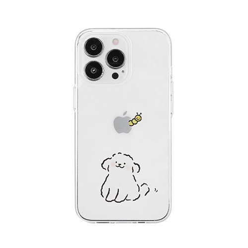 2025年 クリスマス スマホ pc OA機器 デジタル 情報 周辺 機器 パーツ ケース スタンド アクセサリー 部品 マウス デジタル関連 | AKAN ソフトクリアケース for iPhone 14 Pro ワンちゃんと虫 背面カバー型 AK23544i14P
