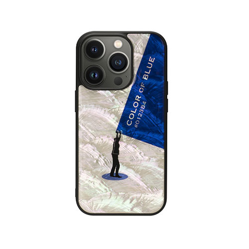 クリスマス スマホ pc LAN デジタル パット 情報 スタンド ケース ルーター 周辺 スマホ パーツ アクセサリー  デジタル関連  | ikins 天然貝ケース for iPhone 14 Pro Royal Blue 背面カバー型 I23584i14P