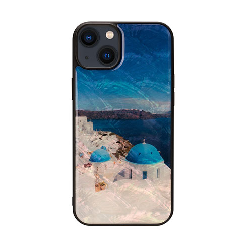 2025 クリスマス スマホ pc スマートフォン スマホ OA機器 デジタル 情報 周辺 機器 パーツ ケース スタンド アクセサリー  デジタル関連  | ikins 天然貝ケース for iPhone 14 Plus サントリーニ島 背面カバー型 I23599i14M