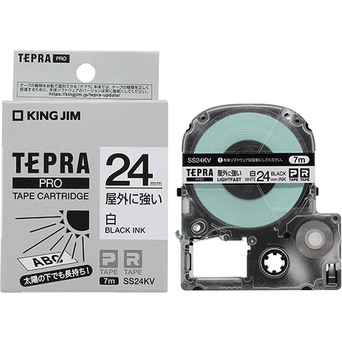 KING JIM キングジム テプラPROテープ 屋外に強いラベル 白 24mm 黒文字 KJ-SS24KV | テープ 関連単語 お洒落 おしゃれ 医療 マスキング のり 詰替え ホルダー 両面 テプラ 詰め替え ライト カッター ボール メジャー ライター led画像