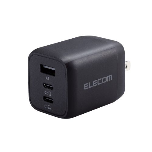 パソコン スマホ PC アクセサリー 便利グッズ USB Type-C(TM)(USB-C(TM))ポートとUSB-Aポートの合計3ポートを搭載し対応するスマートフォン タブレット ノートパソコンなどを充電できる GaN(窒化ガリウム)を採用し小型