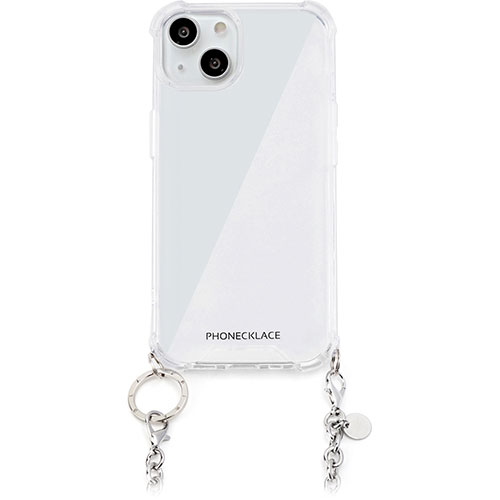 PHONECKLACE 電話機首飾り チェーンショルダーストラップ付き添い人読みやすい入れもの for iPhone 15 しろがね色 PN25558i15  | 首飾り かかわり合い言葉 宝飾品 付属品 メンズ レディース チェーン店のみ 入れもの 納める 金 照明ランプ 成人女性 成人男性 可愛らしい かっこいい 好いたらしい