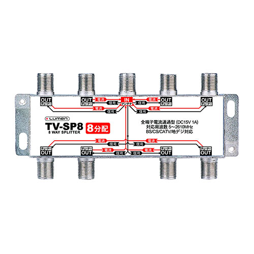 【5個セット】 Lumen 地デジ対応高画質アンテナ分配器 2分配器 TV-SP8X5 関連（送料無料 通販 グッズ 商品 便利 父の日 母の日 寒さ 対策 結婚 プレゼント）