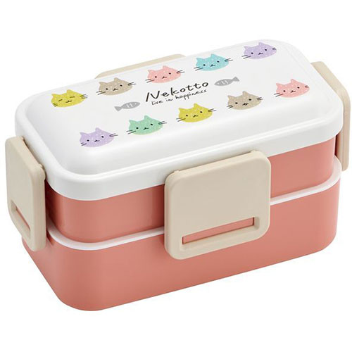 スケーター 抗菌2段ふわっと弁当箱 ねこっと カラフル PFLW4AG 関連（日常 生活 暮らし グッズ 商品 アイデア 時短 便利 父の日 母の日 寒さ 対策 結婚 プレゼント）