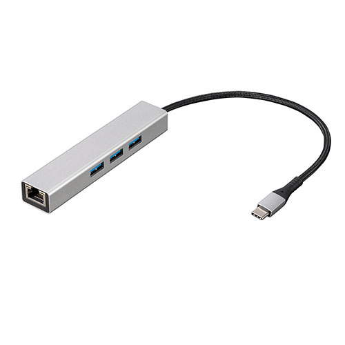 ナカバヤシ LANアダプタ付USB3.2Gen1Type-C 3ポート変換アルミハブ/シルバー UH-C3L343SL | スマホ pc スマートフォン タブレット 周辺機器 アクセサリー 関連単語 タッチペン モニター デジタルケーブル ネットワーク WIFI パソコン 変換 コネクタ アダプター|創造生活館