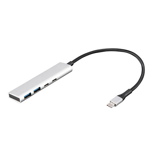 ナカバヤシ USB3.2Gen1Type-C4ポート(Cx2/Ax2)アルミハブ/シルバー UH-C3364SL | スマホ pc スマートフォン タブレット 周辺機器 アクセサリー 関連単語 タッチペン モニター デジタルケーブル ネットワーク WIFI パソコン 変換 コネクタ アダプター ハブ 電源｜創造生活館
