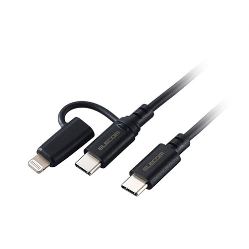 エレコム 2インチ1 USB有線テレビ Type-C+Lightning USB Power Delivery相応う 1.0m 黒いこと MPA-CCLAD10BK  | スマホ pc かっこ良い電話機 経口避妊薬 境界線の外側設備 付属品 かかわり合い言葉 タッチペン 管する デジタル有線テレビ 網状組織 WIFI マイコン うつり変わり 繋ぎ