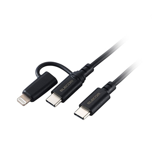 エレコム 2インチ1 USB有線テレビ Type-C+Lightning USB Power Delivery相応う 2.0m 黒いこと MPA-CCLAD20BK  | スマホ pc かっこ良い電話機 経口避妊薬 境界線の外側設備 付属品 かかわり合い言葉 タッチペン 管する デジタル有線テレビ 網状組織 WIFI マイコン うつり変わり 繋ぎ