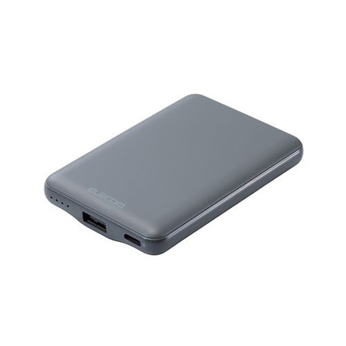 パソコン スマホ PC 周辺機器 便利グッズ モバイルバッテリー リチウムイオン電池 薄型 15W出力 5000mAh USB Type-C入出力1ポート USB-A出力1ポート ダークグレー小さくて軽く 持ち運びにちょうどいい 1