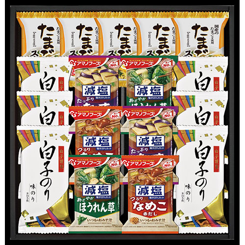アマノフーズ 白子のり&アマノフーズ・フリーズドライセット 白子のり味のり、いつものおみそ汁(なす・なめこ・ほうれん草)、たまごスープ HGT50 食品 佃煮 詰合せ セット ギフト | 関連単語 詰め合わせ 海苔 味海苔 梅 米粉 米 醤油 みそ汁 漬物 お菓子 女性 挨拶