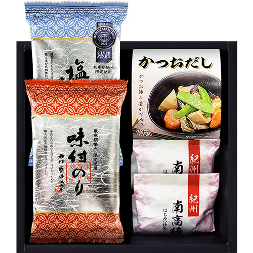 おすすめ 寒さ 対策 プレゼント 人気 贈り物 冬 ギフト 定番 手土産 卒業 入学 引越 【5セット】 海苔食べくらべ バラエティセット 味付/塩のり、シーラックかつおだし、紀州南高梅 YU-152X5 食品 佃煮 詰合せ セット ギフト | 関連単語 鰹 昆布 だし 引っ越し｜創造生活館