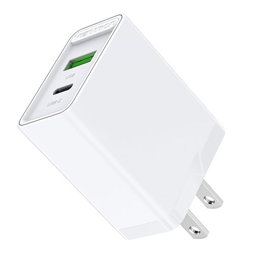 【3セット】 VENTION 2 ポート USB(A+C) コンセント充電器 (18W/20W) JP-プラグ ホワイト FB-8524X3 PC パソコン スマホ タブレット | 関連単語 スマートフォン 携帯電話 アクセサリー iPhone パーツ iPad 周辺機器 メモリ Android ドライブ USB ストレージ