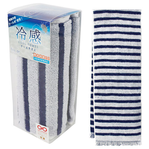 人気 おすすめ 定番 冬 新生活 ギフト 寒さ 対策 プレゼント 【5枚セット】 Eco de クール パイルクールマフラー クールボーダー ネイビー 日本製 22557903X5