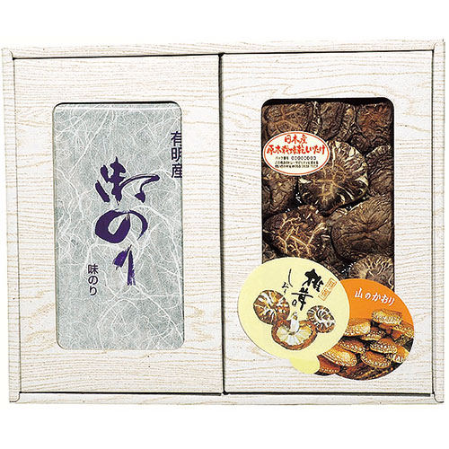 マルトモ物産 椎茸・海苔セット 【国産香信/40g・有明産焼海苔/2切×8枚・味付海苔/8切×5枚×6束】 FUJI-610369691 <br><br>  ギフト お歳暮 お中元 お祝い 見舞い | 関連単語 七五三 入園 入学 卒業 進学 お祝い 成人 就職 結婚 出産 引出物 お返し 銀婚式 金婚式 初節句