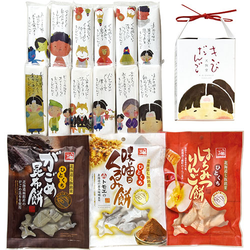 人気 おすすめ 定番 冬 新生活 ギフト 寒さ 対策 プレゼント 天狗堂宝船 きびだんご・もち菓子セット 【きびだんご物語・ひとくちがごめ昆布餅・ひとくち味噌くるみ餅・ひとくちはちみつりんご餅】 FUJI-341060049 食品 佃煮 詰合せ セット ギフト | 関連単語｜創造生活館
