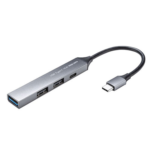 サンワサプライ USB Type-C 4ポート コンボ 超スリムハブ USB A×3ポート&Type-C×1ポート ガンメタル USB-5TC27GM PC パソコン スマホ タブレット | 関連単語 モニター アーム 液晶 保護 マウス ssd ディスク hdd ルーター アダプタ フラッシュ LAN 無線 有線