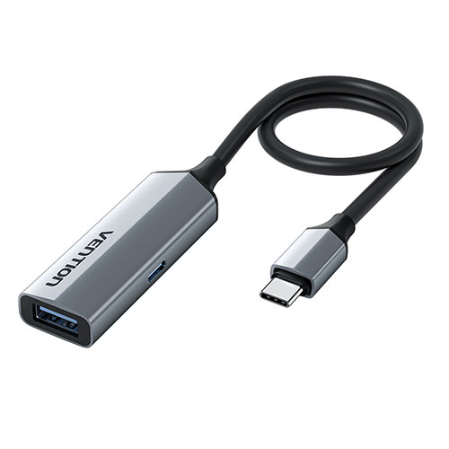 VENTION USB-C Male to USB-A Female PD 電源アダプター 15cm アルミニウム合金タイプ グレー CC-1474