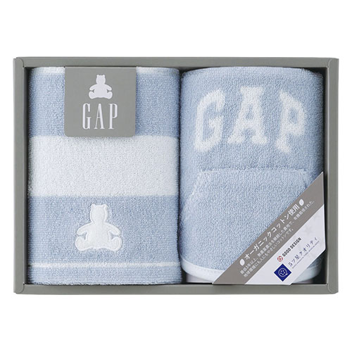 baby GAP ボーダーベア ベビーウォッシュタオル&スタイ ブルー 【ベビーウォッシュタオル25×25cm・スタイ20×31.5cm】 C7054067 入浴 スリッパ ヘアバンド バスマット バスタオル | 関連単語 シャンプー リンス コンディショナー トリートメント ヘアマスク