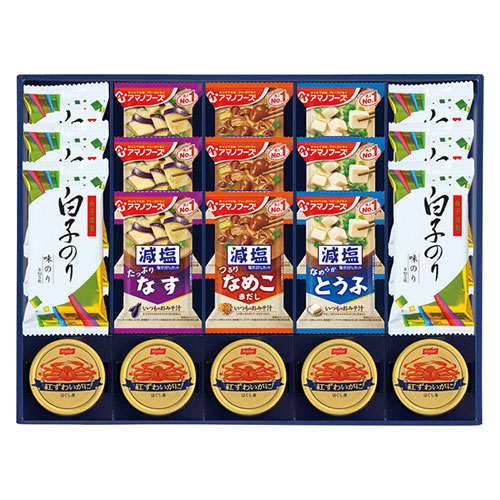 味之庵 アマノフーズ&白子のり 【白子のり味のり・紅ずわいがにほぐし身・減塩いつものおみそ汁(とうふ・なす・なめこ)】 L1076064 食品 佃煮 詰合せ セット ギフト | 関連単語 お菓子 女性 挨拶 お中元 お歳暮 レトルト 老舗 カツオ 鰹 昆布 だし 御歳暮 御中元