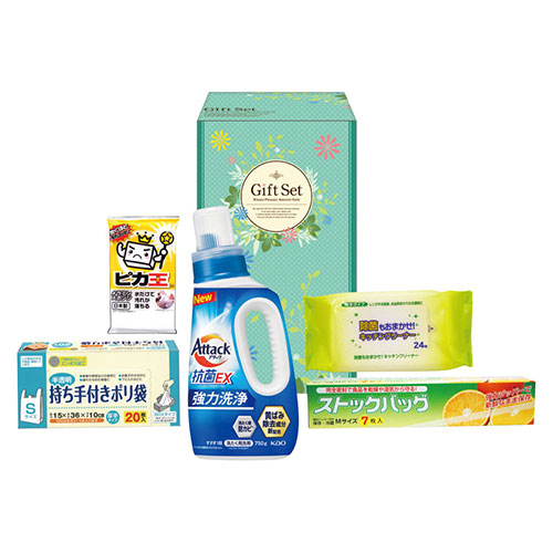 花王 ファインライフ洗剤セット 【花王アタック抗菌EX・持ち手付きポリ袋S・除菌キッチンクリーナー・ストックバッグM・ピカ王ミニ】 L1129015 掃除 洗濯 クリーニング ランドリー 浴室 キッチン 台所 用品| 関連単語 石鹸 ケース 除菌 消臭 洗面 洗濯機 物干し