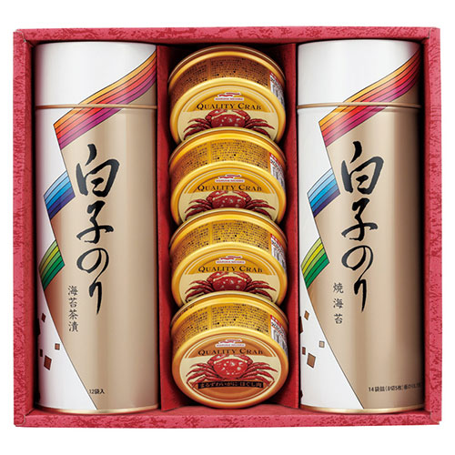 白子のり のりとカニ缶詰合せ 【のり茶漬(12袋)・焼のり14袋詰(8切5枚)×各1、まるずわいがにほぐし肉(55g)×4】 22633007 ギフト お歳暮 お中元 お祝い 見舞い | 関連単語 母の日 土産 香典 贈り物 誕生日 プレゼント 御祝 バラエティ 詰め合わせ 退職 父の日|創造生活館