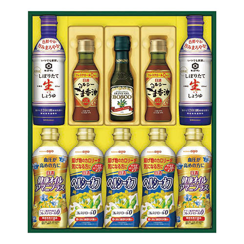 日清オイリオ ヘルシーオイル&キッコーマン生しょうゆギフト 【しぼりたて生しょうゆ・ヘルシーオフ・健康オイルアマニプラス ほか】 1236-030 ギフト お歳暮 お中元 お祝い 見舞い | 関連単語 熨斗 お礼 のし 祝い お年賀 御歳暮 御中元 初節句 七五三 入園 入学|創造生活館