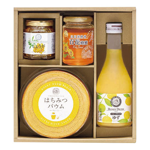 山田養蜂場 プレミアムスイーツギフト【はちみつバウム・ゆずハニードリンク・百花蜂蜜・しょうがはちみつ漬】1232-056 ギフト お歳暮 お中元 お祝い 見舞い | 関連単語 御見舞 暑中 残暑 陣中 餞別 土産 香典 贈り物 誕生日 プレゼント 御祝 バラエティ