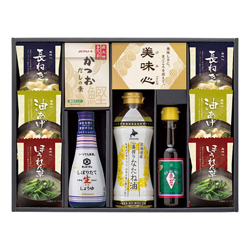 美味心 匠膳の味わい 【フリーズドライ味噌汁・北海道産一番搾り菜種油・キッコーマンしぼりたて生しょうゆ ほか】 1226-039 ギフト お歳暮 お中元 お祝い 見舞い | 関連単語 熨斗 お礼 のし 祝い 母の日 お年賀 御歳暮 御中元 初節句 七五三 入園 入学 卒業 進学