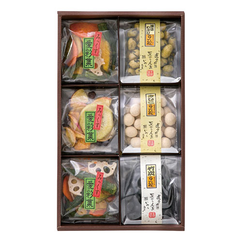 豆徳 六つの彩 【竹炭豆80g・きなこ豆75g・海苔わさび豆80g・果物あらかると32g各1袋・野菜あらかると32g×2袋】 1204-045 ギフト お歳暮 お中元 お祝い 見舞い | 関連単語 土産 香典 贈り物 誕生日 プレゼント 御祝 バラエティ 詰め合わせ 退職 母の日 父の日