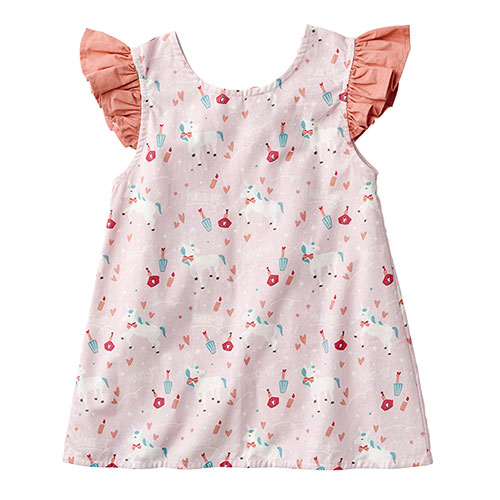 【5枚セット】 レップ キッズエプロン フリルユニコーン 幅広いシーンで活躍するドレスタイプ ラベンダー REP-579190X5|創造生活館