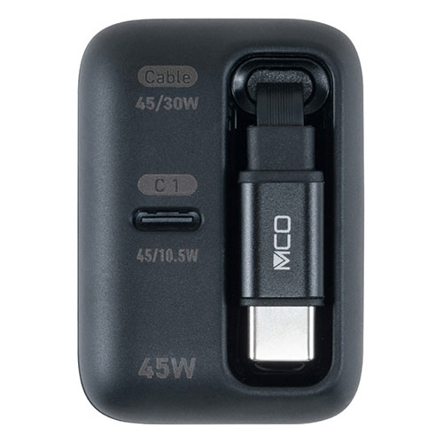 ナカバヤシ 巻き取り有線テレビ付き添い人USB PD申し受ける器 45W 有線テレビ忘れの懸念することなし 巻取り式有線テレビ内蔵 黒いこと JYU-ACR0145BK