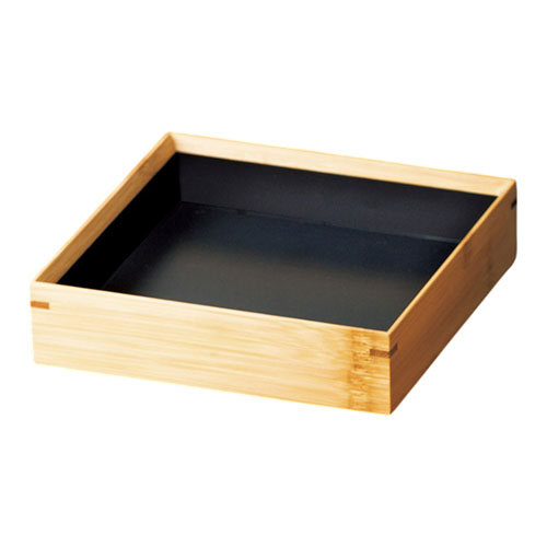 ヤマコー 用美 御役目用 竹・一皿分の料理箱 正角5寸 (約16×16×H4.2糎) 内黒 泊まり・はたご屋・食べ物屋向け御役目備品 yamaco18264