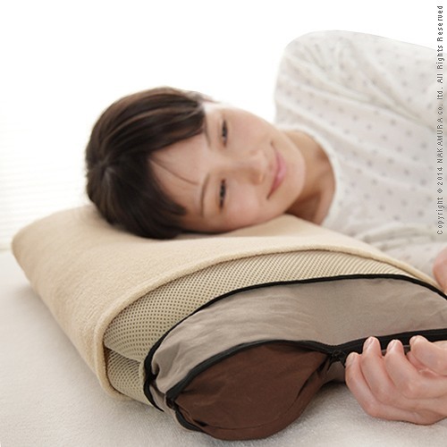寝ながら高さ調節するサラサラ枕 ラクーナ 取りまかなう付 35×50糎 枕 洗える 日本製