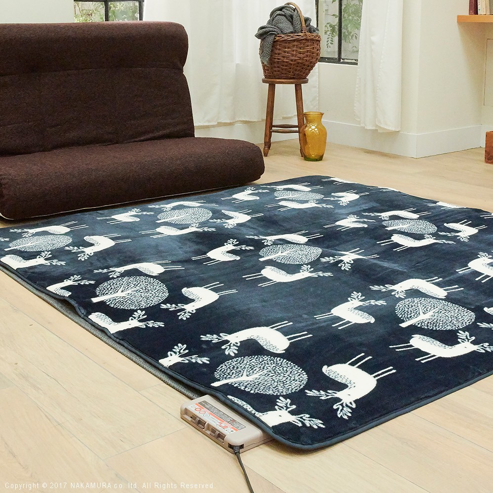 ホットカーペット カバー 電気カーペット対応 北欧ラグ マット-モリス 2畳 186x186cm ホットカーペット本体セット ラグ ラグマット シャギー 無地 エルク フランネル 保温シート付き 洗える 一年中 床暖房対応 おしゃれ かわいい あったか テレワーク リモート 在宅