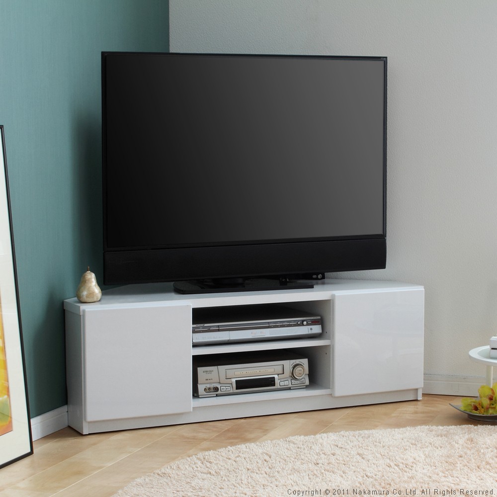 テレビ台 テレビボード 白 背面収納TVボード-ロビンコーナー リビングボード 北欧 モダン 鏡面 キャスター付き テレビラック リビング収納 TV台 AVボード 角 三角 省スペース 一人暮らし シンプル 新生活 在宅ワーク