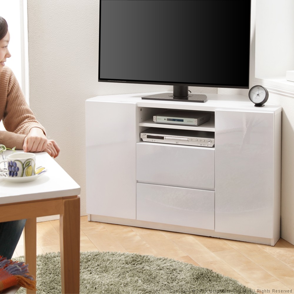 テレビ受像機台 テレビ受像機ゲーム盤 白 うしろ側納めるTVゲーム盤-ロビン隅っこ ご機嫌印字機 リビングゲーム盤 北欧 今めかしい 鏡面 キャスター付き添い人 テレビ受像機仕合わせ リビング納める TV台 AVゲーム盤 角 三角形 省あき場所 一人暮らし 分かりやすい 新生きて行く 在宅細工物