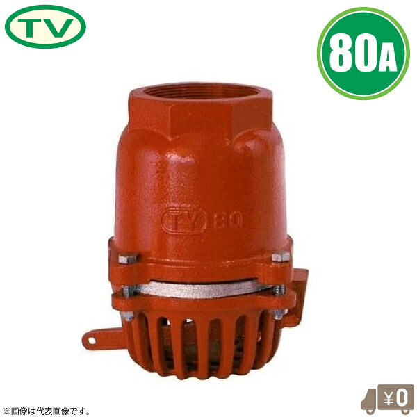 大阪継手バルブ 鋳鉄製 片開式 フートバルブ 80A ねじ込み式 フート弁 逆止弁 チャッキ弁 チャッキバルブ フードバルブ 先端フート 底フート TV 80mm｜Ｓ．Ｓ．Ｎ