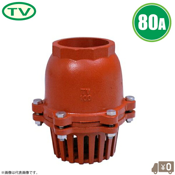 大阪継手バルブ スプリング式 フートバルブ 80A ねじ込み式 フート弁 鋳鉄製 逆止弁 チャッキ弁 チャッキバルブ フードバルブ 先端フート 底フート TV 80mm|S.S.N